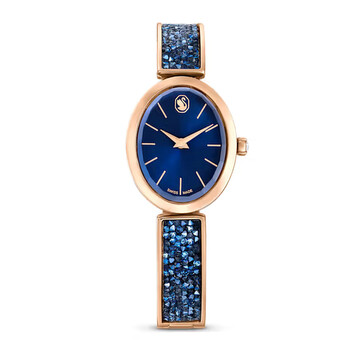 Swarovski Crystal Rock Oval Quartz Grey Dial Ladies Watch