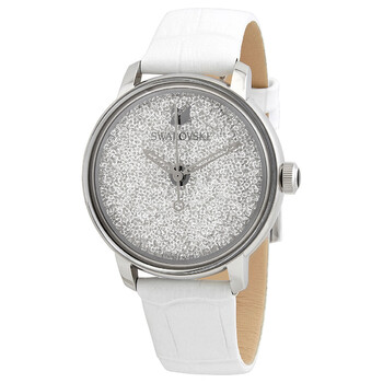 Swarovski Crystalline Pure Watch Womens White Leather Strap Sparkle 5295383 Swarovski Crystalline Hours Silver Dial White Leather Strap  main image 3