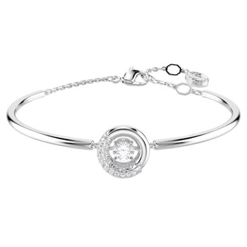 Dextera Round Cut Rhodium Plated Bangle