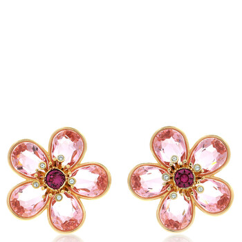 Swarovski Gema Clip Earrings Gold Shiny Pink 5688479