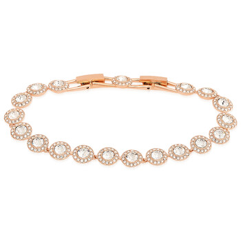 Ladies Angelic Gold-Tone Plated Round Cut Pave Bracelet, Size M 5240513