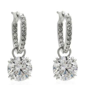 ピアス SWAROVSKI Una rhodium drop earrings 5636270 Una Drop Earrings, Round Cut, Pavé, White, Rhodium Plated