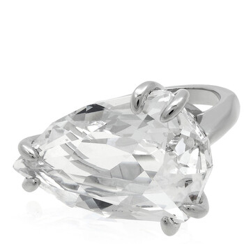 Swarovski Millenia Pear Cut Crystals, White, Rhodium Plated Ring