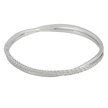 Swarovski Ladies Twist Rhodium Plated Bangle, Size Large