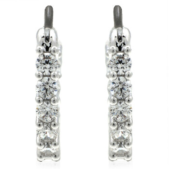 Swarovski Dextera Rhodium Plated Octagon Shape Hoop Earrings