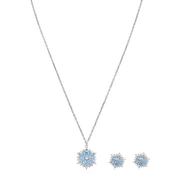 Magic Snowflake Rhodium Plated Earring And Necklace Set