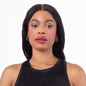 Matrix Hoop Earrings - Baguette Cut, Pink, Rose Gold-Tone Plated