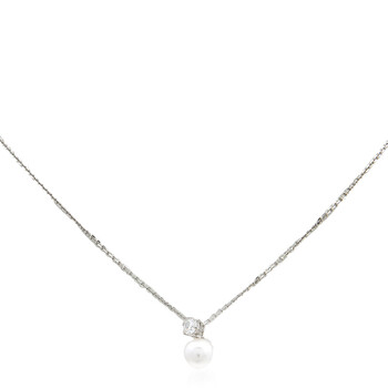 ネックレス・ペンダント SWAROVSKI Matrix Rhodium Necklace 5688751 Matrix pendant, Crystal pearl, Round cut, White, Rhodium