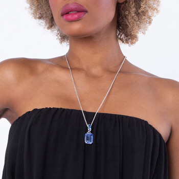 Millenia Pendant Long Pendant Rhodium Shiny Blue