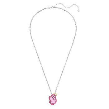 Pink Swan Pendant Long Necklace