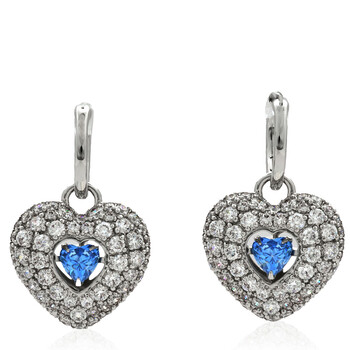 Rhodium Plated Idyllia Heart Drop Earrings Rhodium Plated Idyllia Heart Drop Earrings