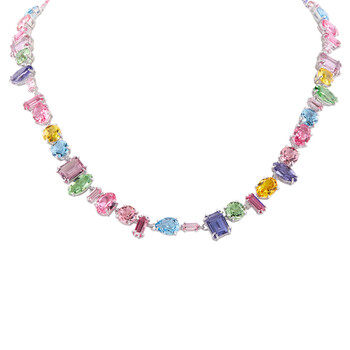Rhodium Plated Mixed Cuts Gema Necklace