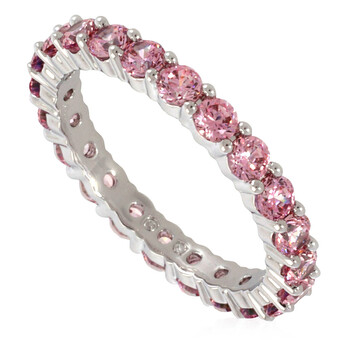 Rhodium Plated Pink Round Cut Matrix Ring M5658852