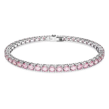 Swarovski Blue Rhodium Plated Round Cut Matrix Tennis