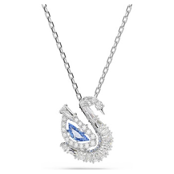 ★SWAROVSKI★ Swan Blue Rhodium Necklace XXS 5680422 Swarovski Iconic Swan pendant, Swan, Small, Blue, Rhodium