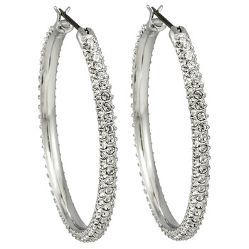 Swarovski Rhodium Matrix Plated Hoop Earrings 5647715