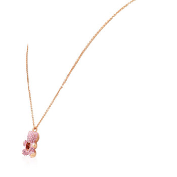 Rose Gold-Tone Plated Pink Teddy Pendant Necklace
