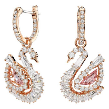 Swarovski Dazzling Swan Earring Rose Gold Plated Pink Gold