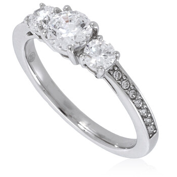 Silver-Tone Round Cut Attract Trilogy Ring M5448893