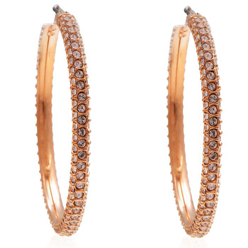 【Swarovski】Stone フープピアス 5383938 5389432 Dextera フープピアス, パヴェ, 大, ホワイト, ローズゴールド