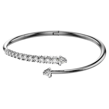 Swarovski Ladies Twist Rhodium Plated Bangle, Size Large