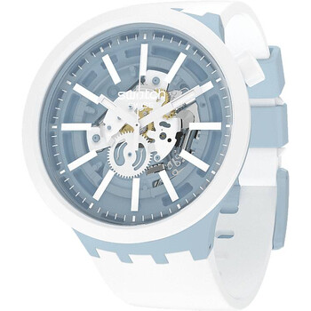 Swatch C-White Quartz Skeleton Dial Men's Watch SB03W100