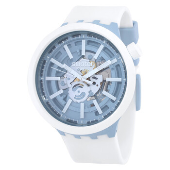 Swatch C-White Quartz Skeleton Dial Men's Watch SB03W100
