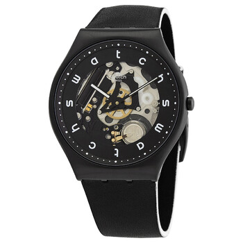 Swatch White Side Quartz Black Skeleton Dial Men's Watch