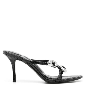 サンダル・ミュール Burberry SS24 Black leather Peep mules (8080259 A1189) Burberry Peep 85mm Leather Slip-On Sandals, Brand Size 38