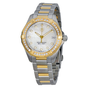 Aquaracer Mother of Pearl Stainless Steel and 18kt Yellow Gold Ladies Watch WAY1353BD0917