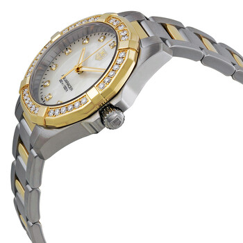 Aquaracer Mother of Pearl Stainless Steel and 18kt Yellow Gold Ladies Watch WAY1353BD0917