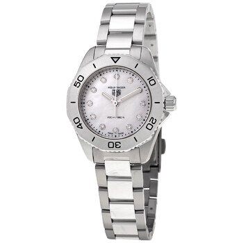 Aquaracer Quartz Diamond White Mother of Pearl Dial Ladies Watch WBP1416.BA0622