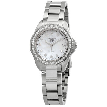 Aquaracer Quartz Diamond White Mother of Pearl Dial Ladies Watch WBP1417.BA0622