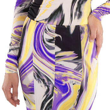 Abstract-Print Flared Midi Skirt