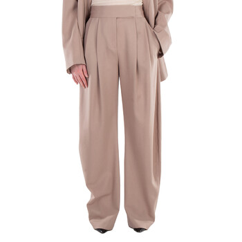パンツ BALENCIAGA PANTS (720226TNQ13 9799) Balenciaga Velvet Stretch Wide-Leg Trousers In Desert Beige