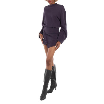 Ivory Mini Sweater Dress In Dark Violet Fade