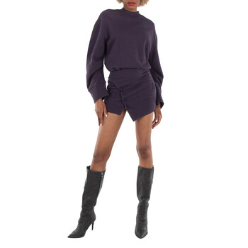 Ivory Mini Sweater Dress In Dark Violet Fade