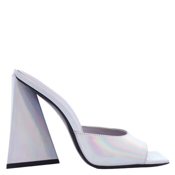 Ladies Holographic Silver Devon Mules