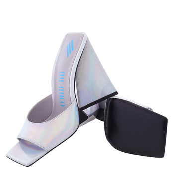 Ladies Holographic Silver Devon Mules