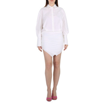 Ladies White Long-Sleeved Hatty Mini Dress