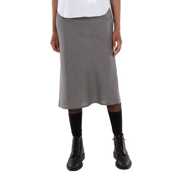 【送料&関税込】Burberry Draped Skirt Burberry Ladies Black Intarsia Flag Satin Draped Skirt