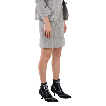 High-Waist Tweed Fray Mini Skirt