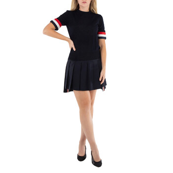 トムブラウン レディース ワンピース FKD164A Y3014 415 Thom Browne Ladies Cotton Pleated Cricket Striped Cable