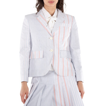 Ladies Patchwork Striped Cropped Blazer