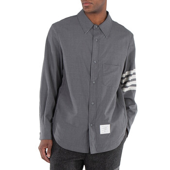 Thom Browne Medium Grey 4-Bar Wool Shirt Jacket, Brand Size 4 (X