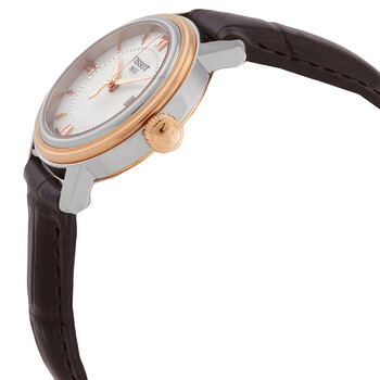 Bridgeport Quartz White Mother Of Pearl Dial Brown Leather Band Stainless Steel Case Ladies Watch T097.010.26.118.00