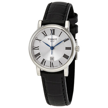 Tissot Carson Premium Lady Silver Dial Black Leather Strap Watch For Women - T122.210.16.033.00