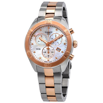 PR 100 Chronograph Quartz Diamond White Mother of Pearl Dial Ladies Watch T101.917.22.116.00