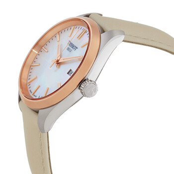 PR 100 Quartz White Mother of Pearl Dial Ladies Watch T1502102611100