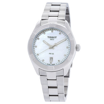 PR 100 Sport Chic Quartz Diamond White Mother of Pearl Dial Ladies Watch T101.910.11.116.00